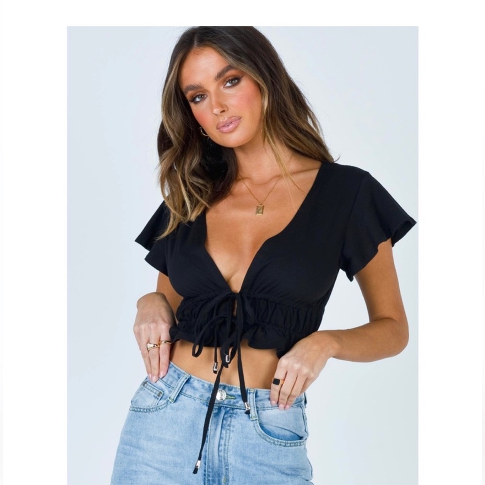 Princess Polly Jamison Reid Crop Top Black